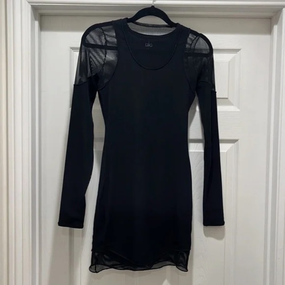 Alo Striped Mesh Synergy Long Sleeve Dress - Picture 6 of 9